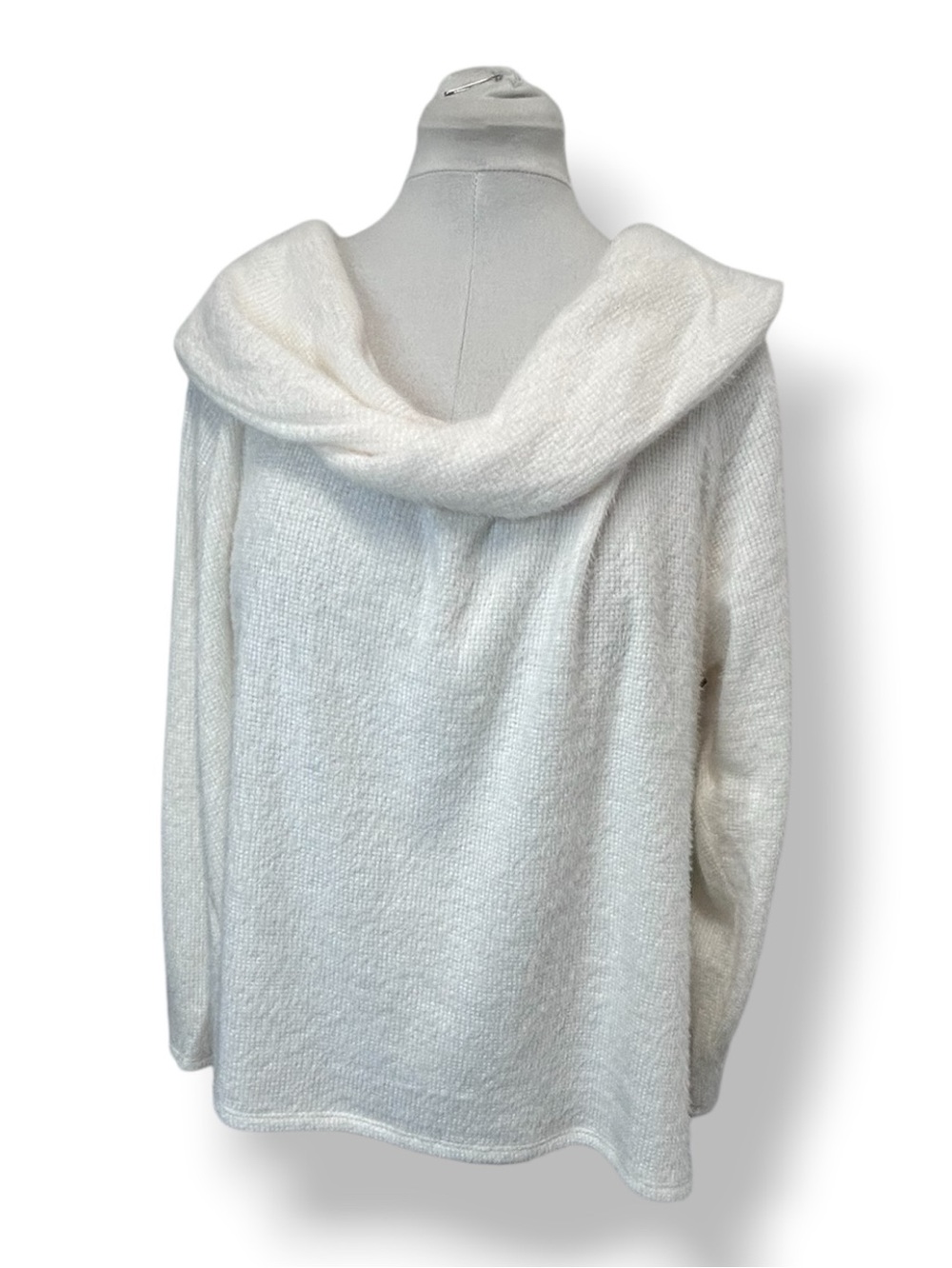 Terra & Sky Women’s Plus Exaggerated Cowl Neck Eyelash Sweater Winter White 3X